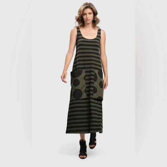 NWT ALEMBIKA URBAN MAXI TANKDRESS, KHAKI